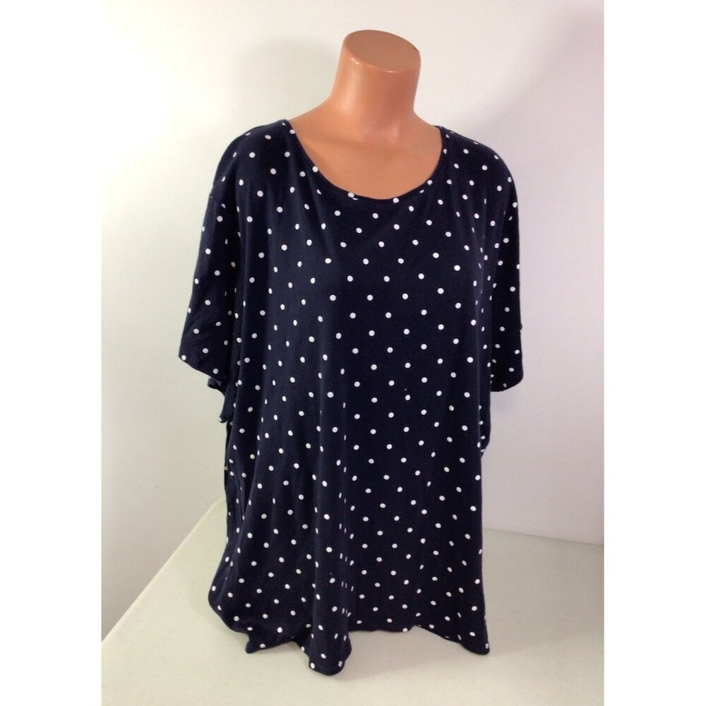 Croft & Barrow Navy Polka Dot Top Womens 3X